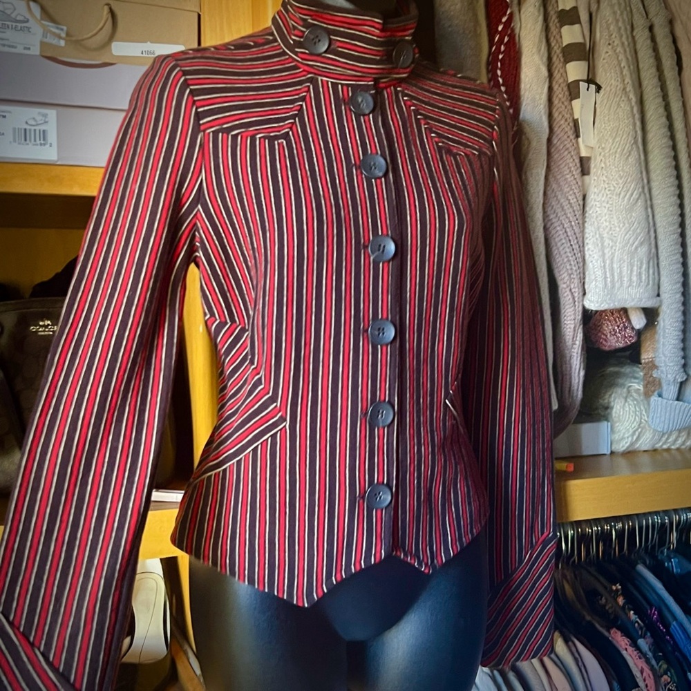 Diane Von Furstenberg Striped Wool Blazer - Picture 3 of 13